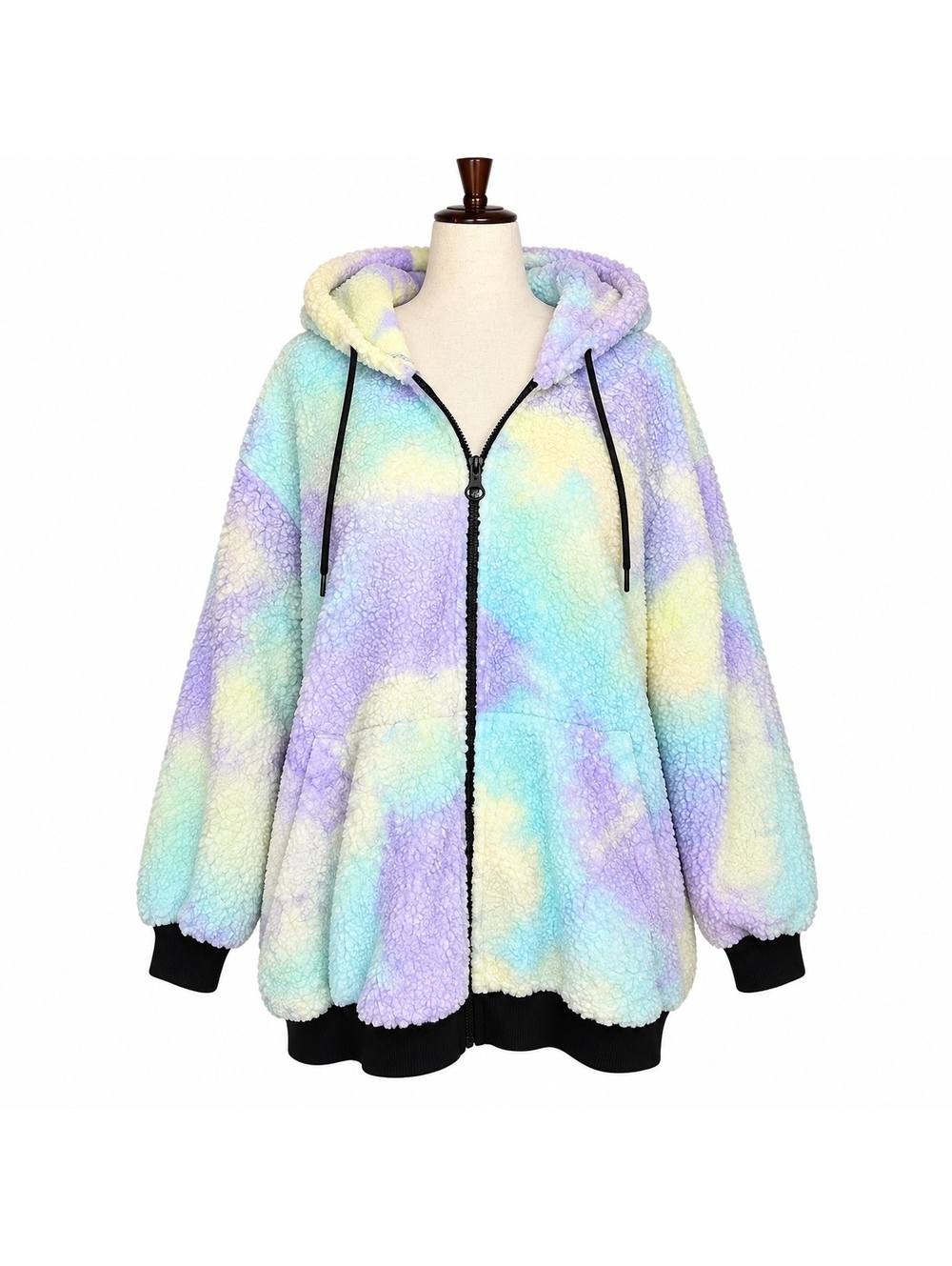 SHEIN Curve+ Women's Tie-Dye Sherpa Hoodie Jacket with Hood Size 24/26